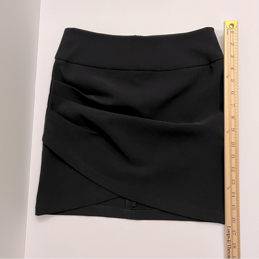 AKIRA Front Wrap Mini Skirt-Black - Picture 6 of 10
